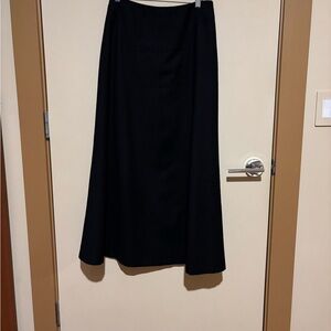 Classic Black Wool Midi Skirt